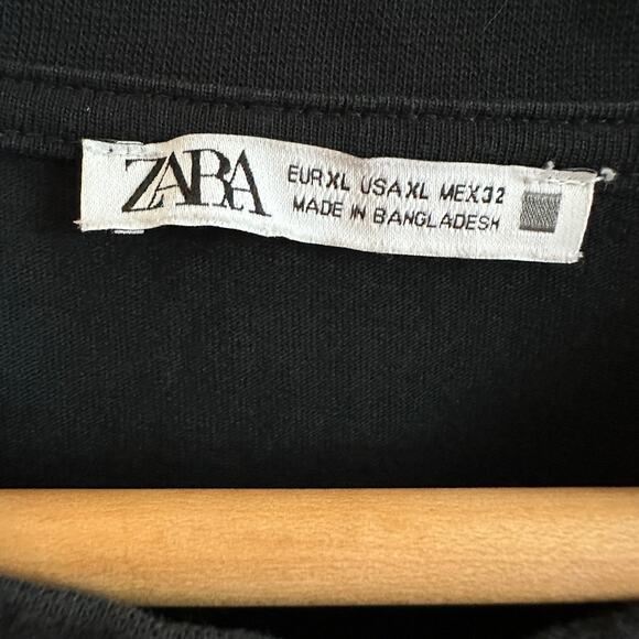 zara women’s black puff sleeve tiered babydoll mini dress cotton size xl - Picture 3 of 6